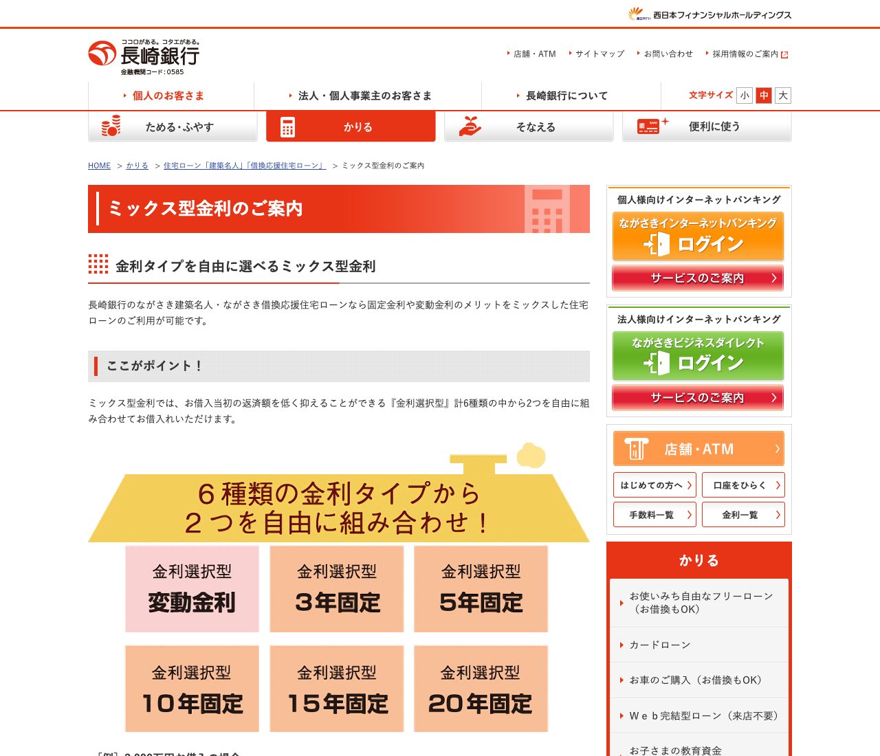長崎銀行 ミックス型金利のご案内(公式サイト)